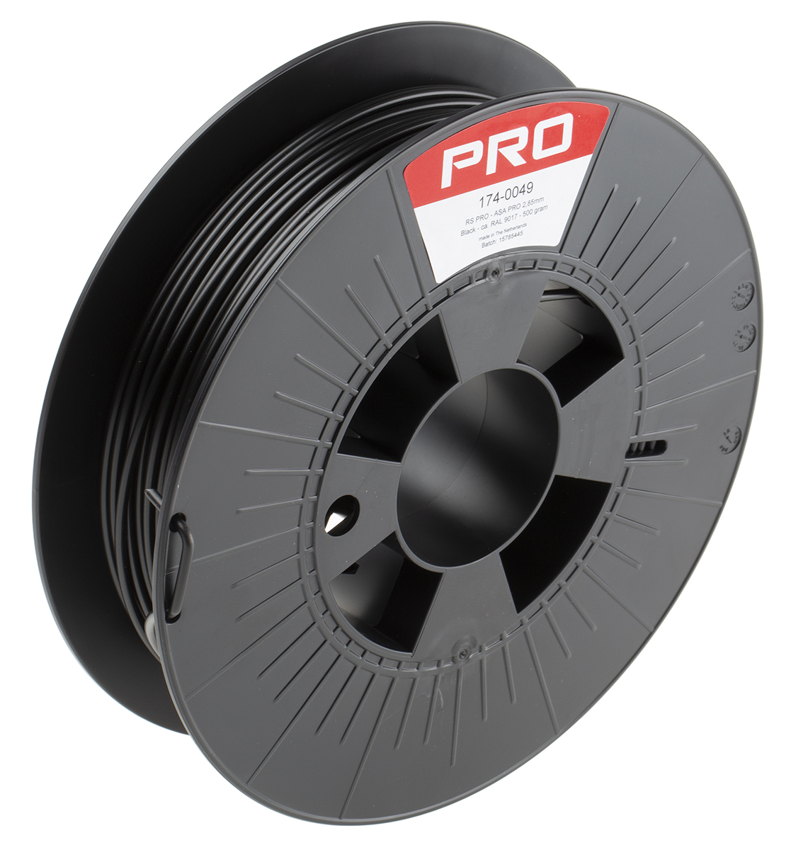 RS PRO 2.85mm Black ASA 3D Printer Filament, 500g