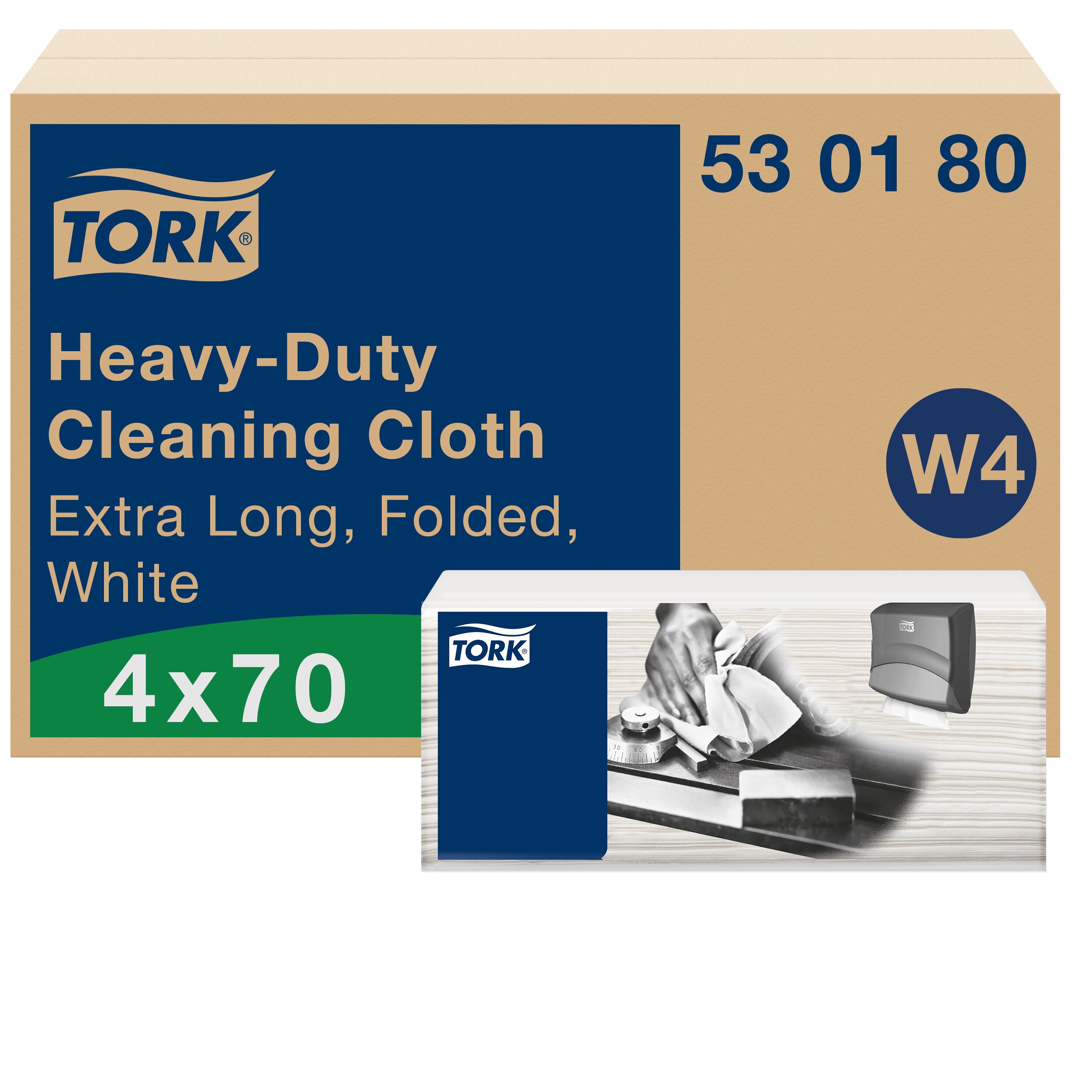 Tork White Non Woven Fabric Cloths for Industrial Cleaning, Dry Use, Box of 70, 61.5 x 35.5, Repeat Use