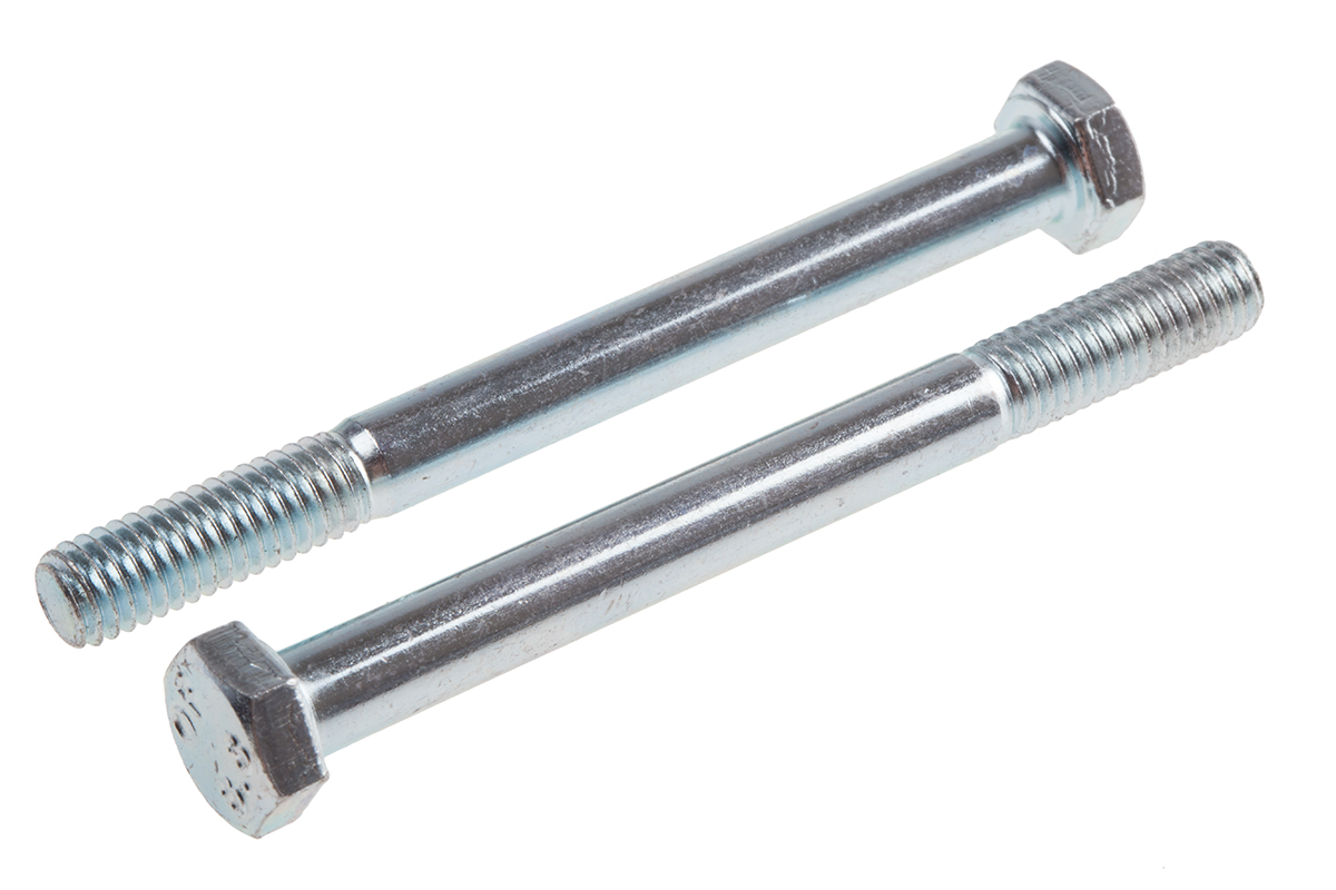 RS PRO Bright Zinc Plated Steel, Hex Bolt, M6 x 65mm
