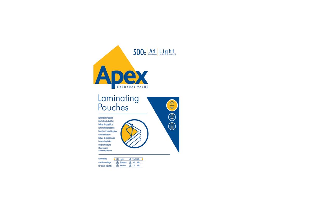 Fellowes A4 Glossy Laminator Pouches, 500EA Pack Quantity