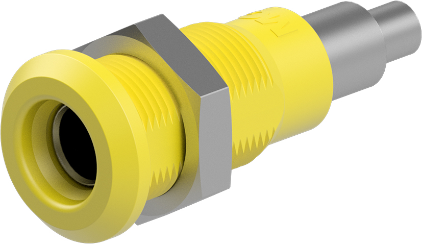 Staubli Yellow Socket Test Socket, Solder Termination, 25A, 30V ac, Nickel Plating