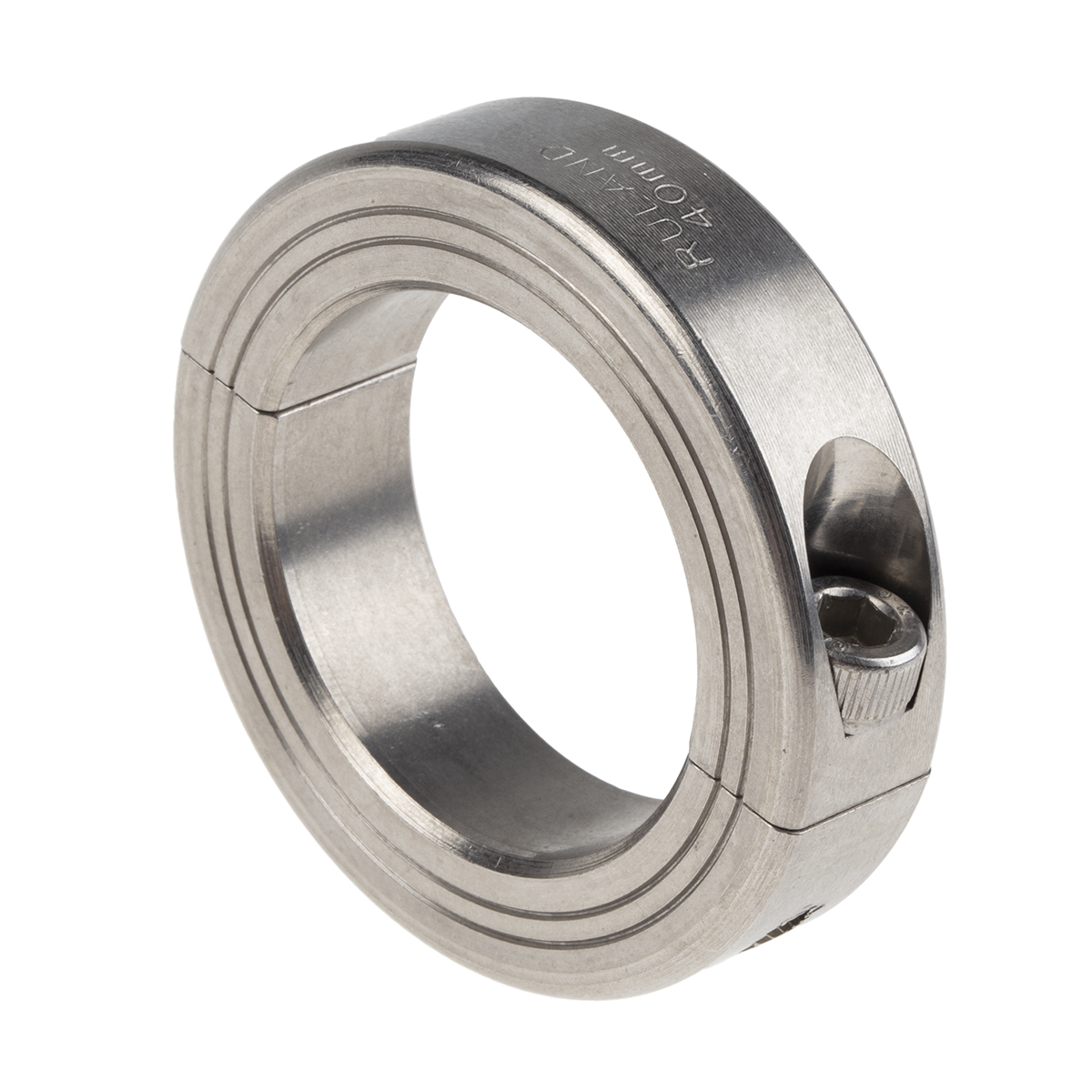 Ruland Shaft Collar, Two Piece, Clamp Screw, Bore 40mm, OD 60mm, W 15mm, Stainless Steel