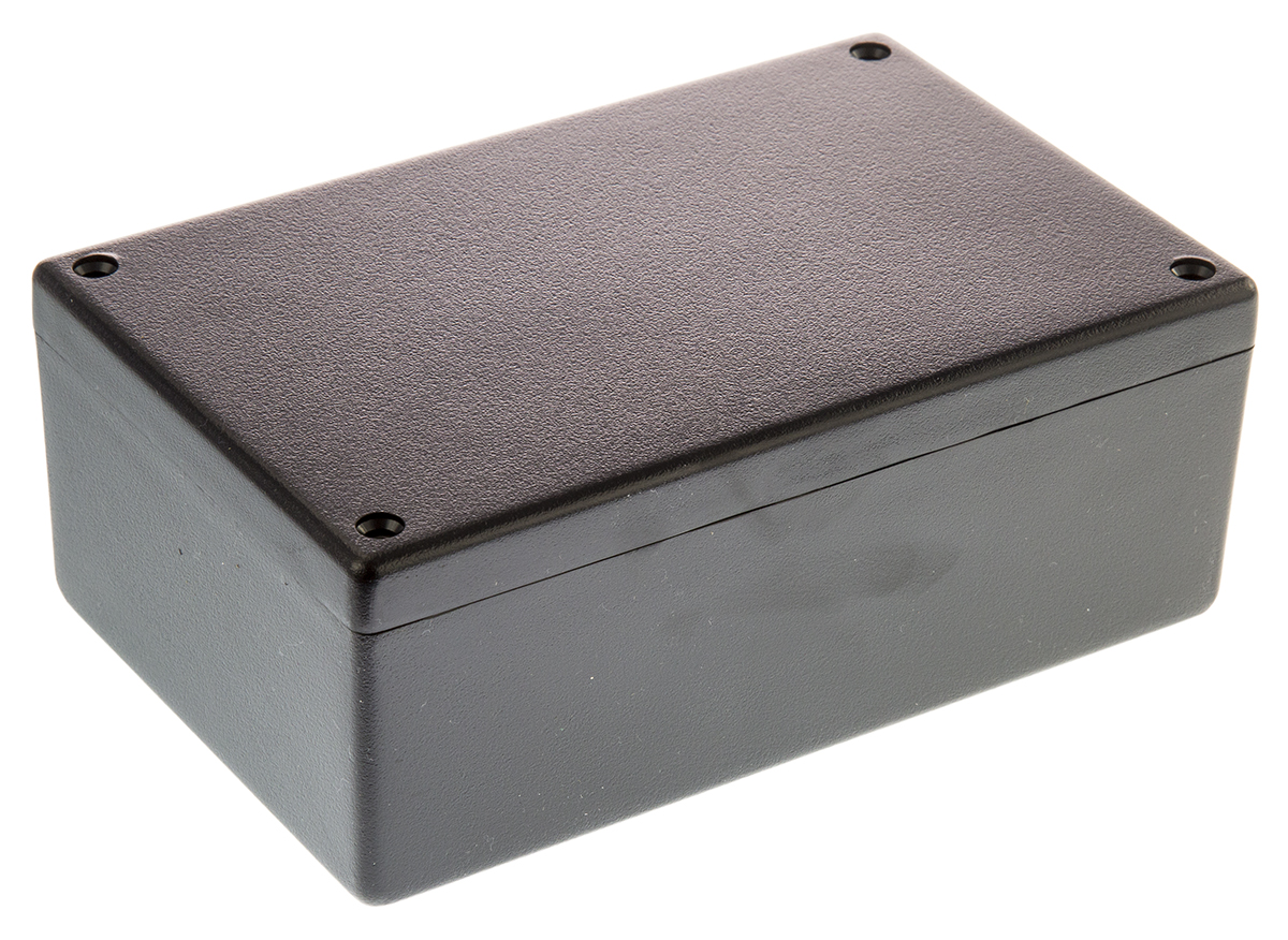 Hammond 1594 Series Black Flame Retardant ABS Enclosure, IP54, Black Lid, 167 x 107 x 64.9mm