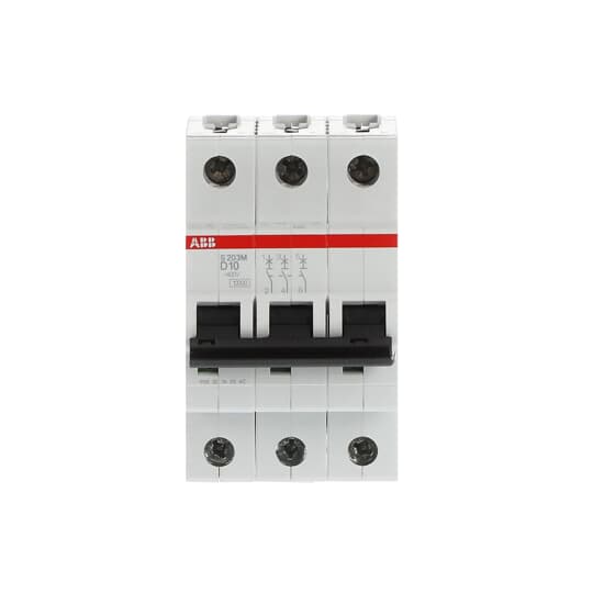 ABB System Pro M Compact S200M MCB, 3P, 10A Curve D, 400V AC, 125V DC, 10 kA Breaking Capacity