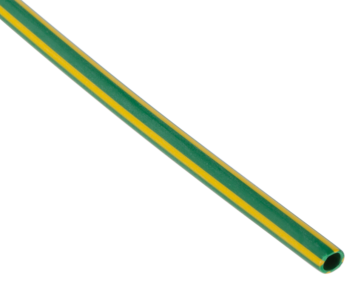 RS PRO Halogen Free Heat Shrink Tubing, Green/Yellow 2.4mm Sleeve Dia. x 1.2m Length 2:1 Ratio