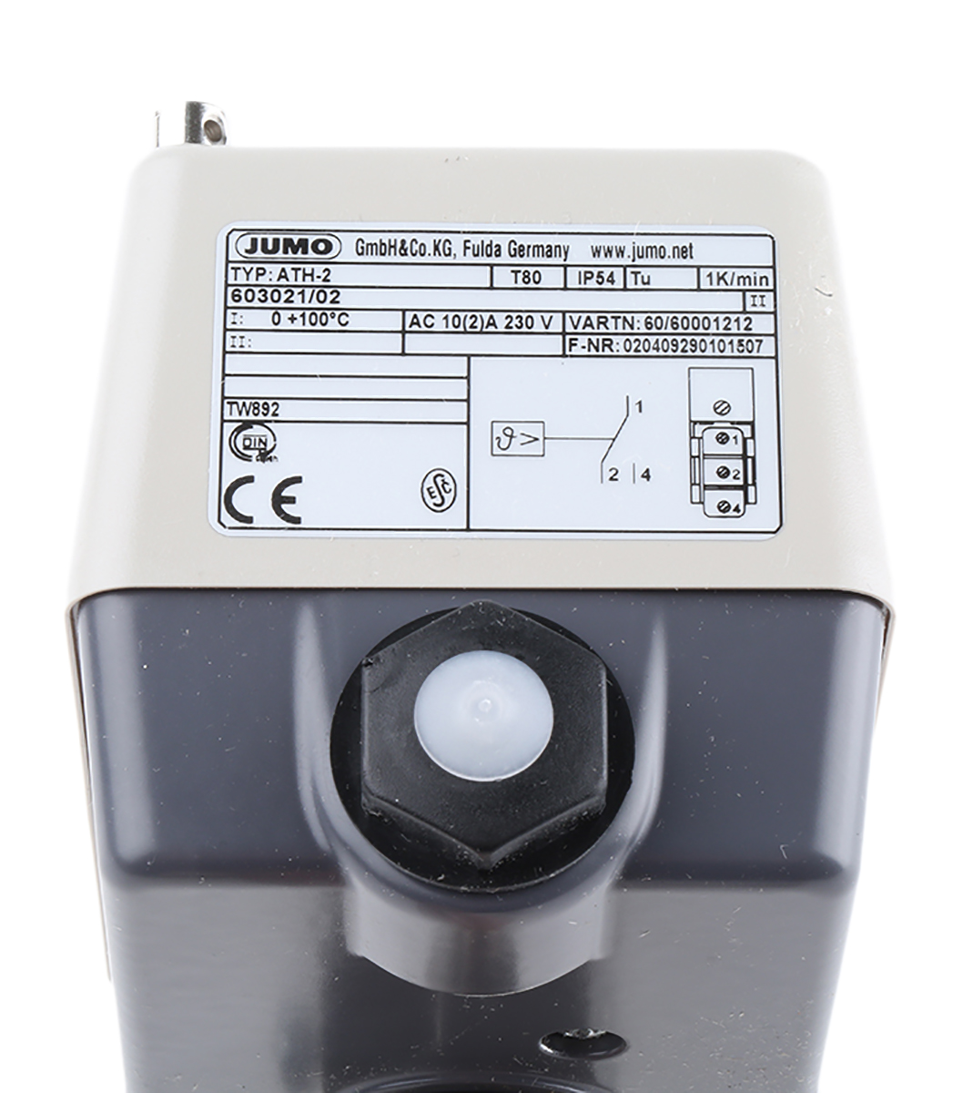 Jumo Capillary Thermostat, +100°C Max, NO/NC, Automatic Reset, Surface Mount