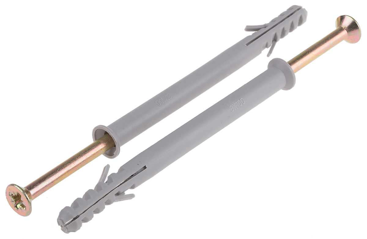 RS PRO Nylon Frame Fixings, fixing hole diameter 8mm, length 100mm