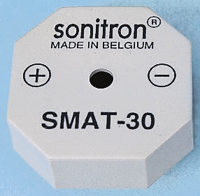 Sonitron 90dB Through Hole Continuous External Piezo Buzzer, 24 x 24 x 15.5mm, 0V ac Min, 30V ac Max