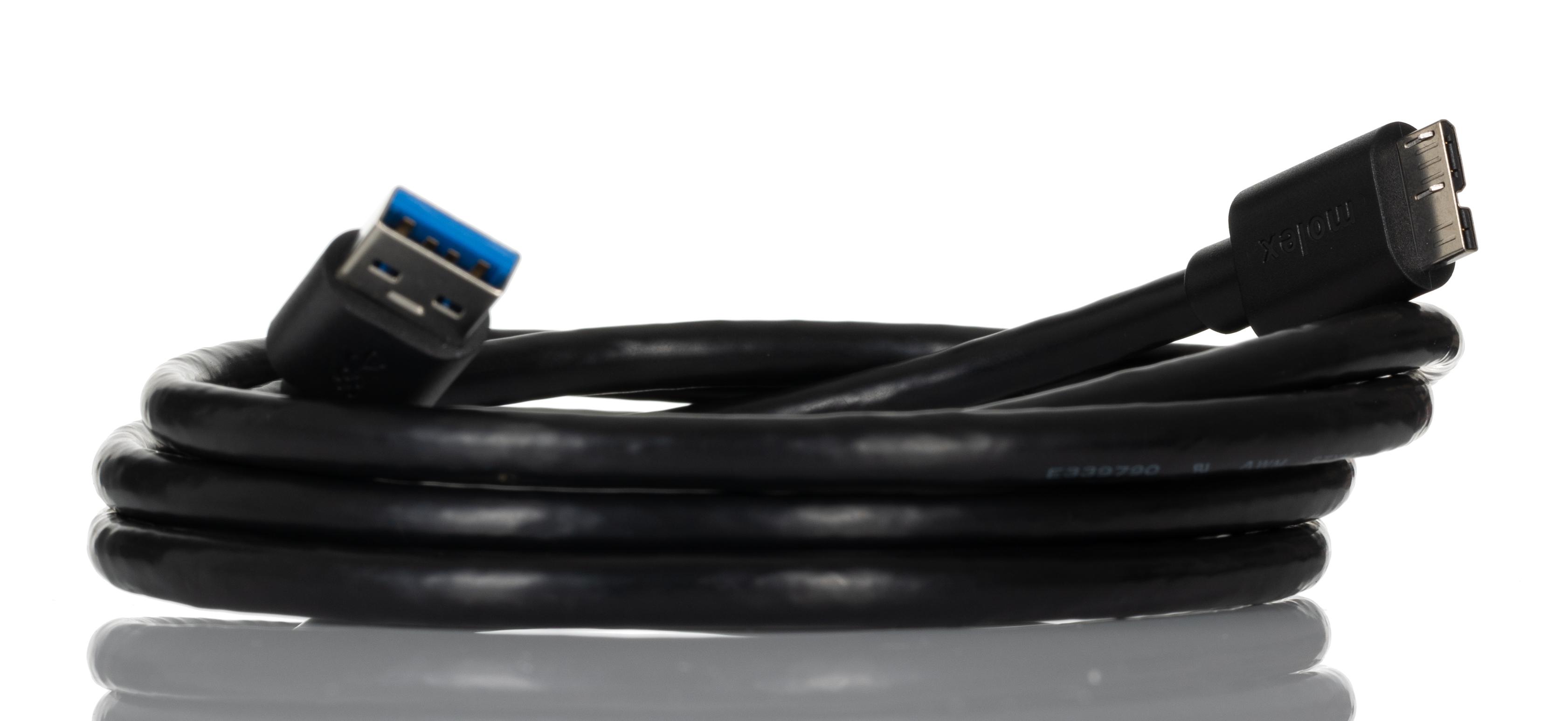 Molex USB 3.0, Male USB A to Male Micro USB B, 1.5m