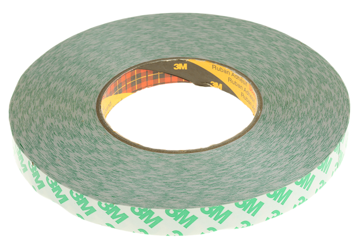 3M 9087 White Double Sided Plastic Tape, 0.26mm Thick, 5.2 N/cm, PVC Backing, 15mm x 50m