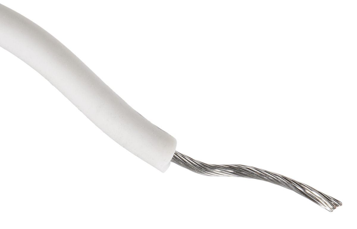 Alpha Wire Hook-up Wire Silicone Series White 0.75 mm² Hook Up Wire, 18 AWG, 16/0.25 mm, 30m, Silicone Rubber