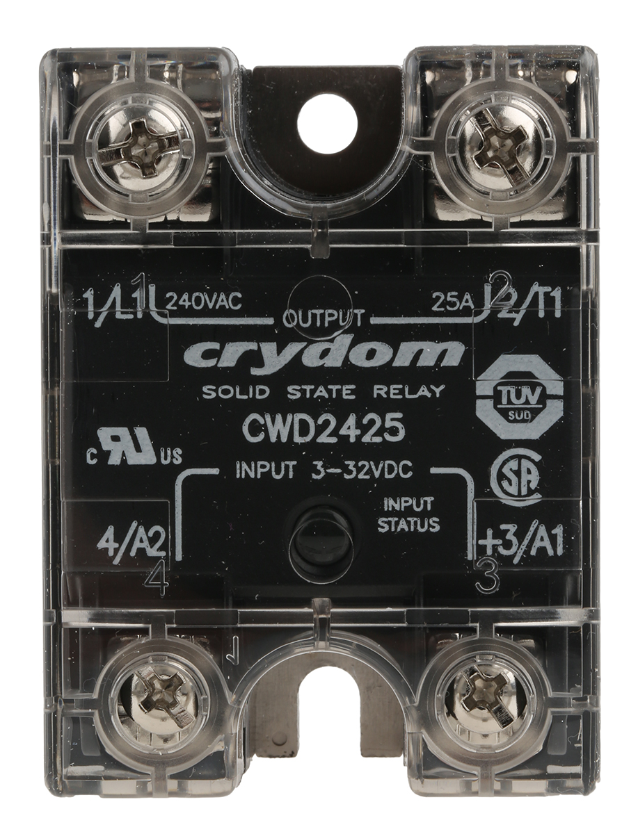 Sensata Crydom CW24 Series Solid State Relay, 25 A rms Load, Panel Mount, 280 V rms Load, 32 V Control