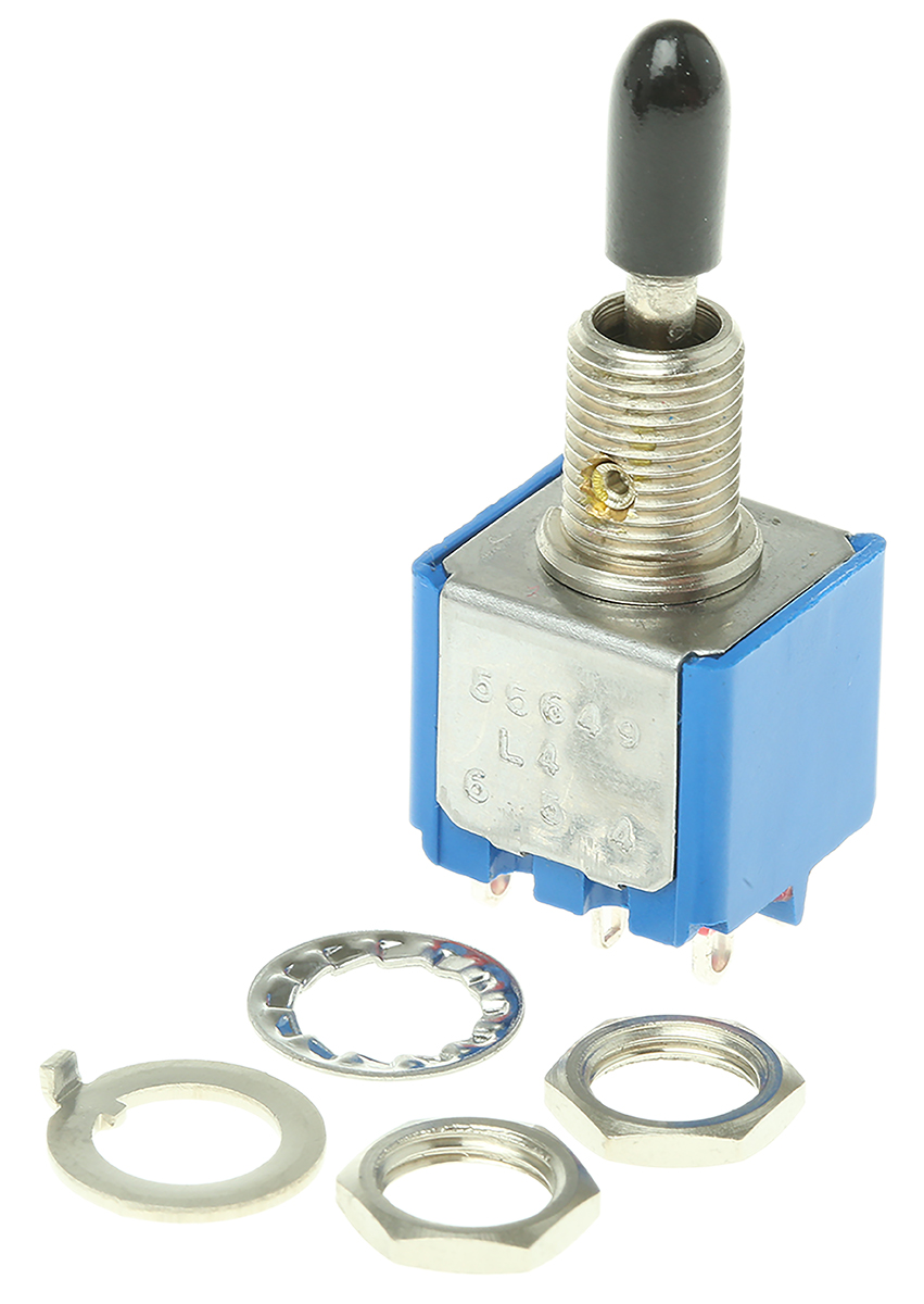 APEM Toggle Switch, Panel Mount, On-Off-On, DPST, Solder Terminal