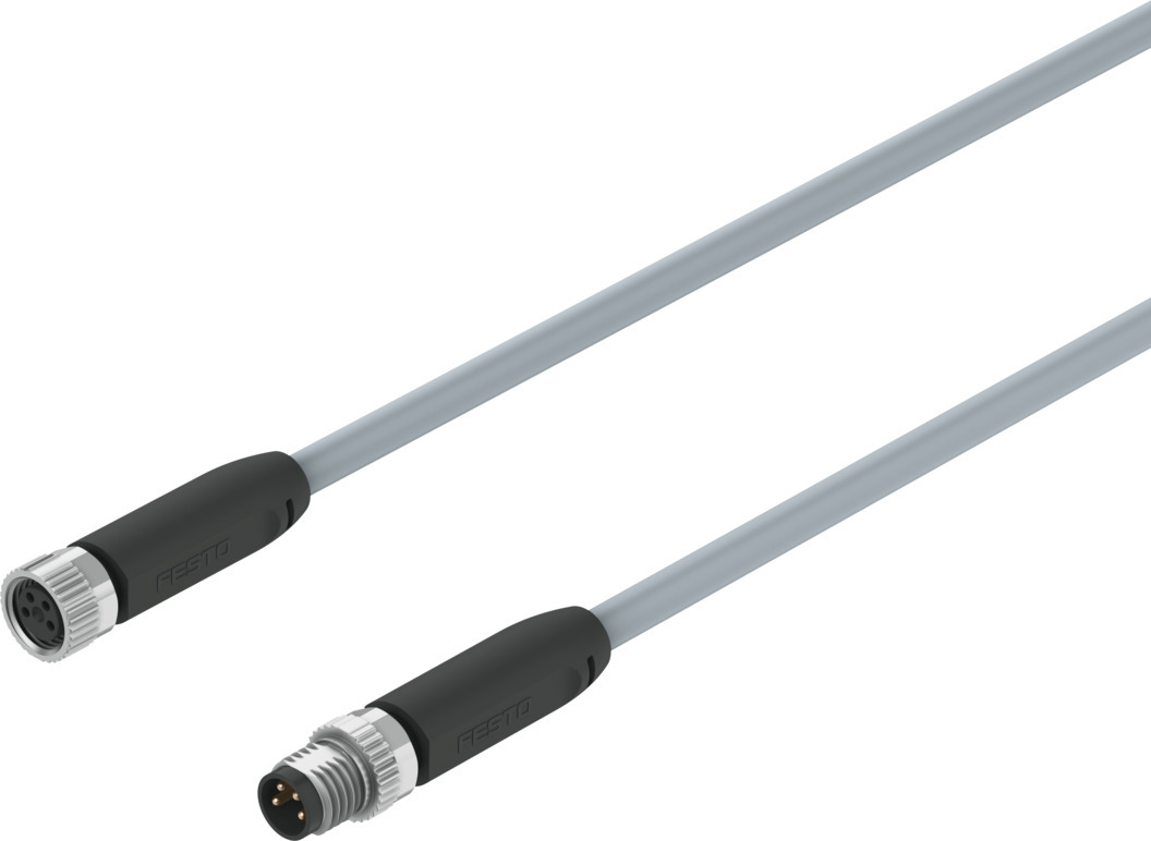 Festo Male 4 way Socket to Female 4 way Plug Actuator/Sensor Cable, 2.5 m