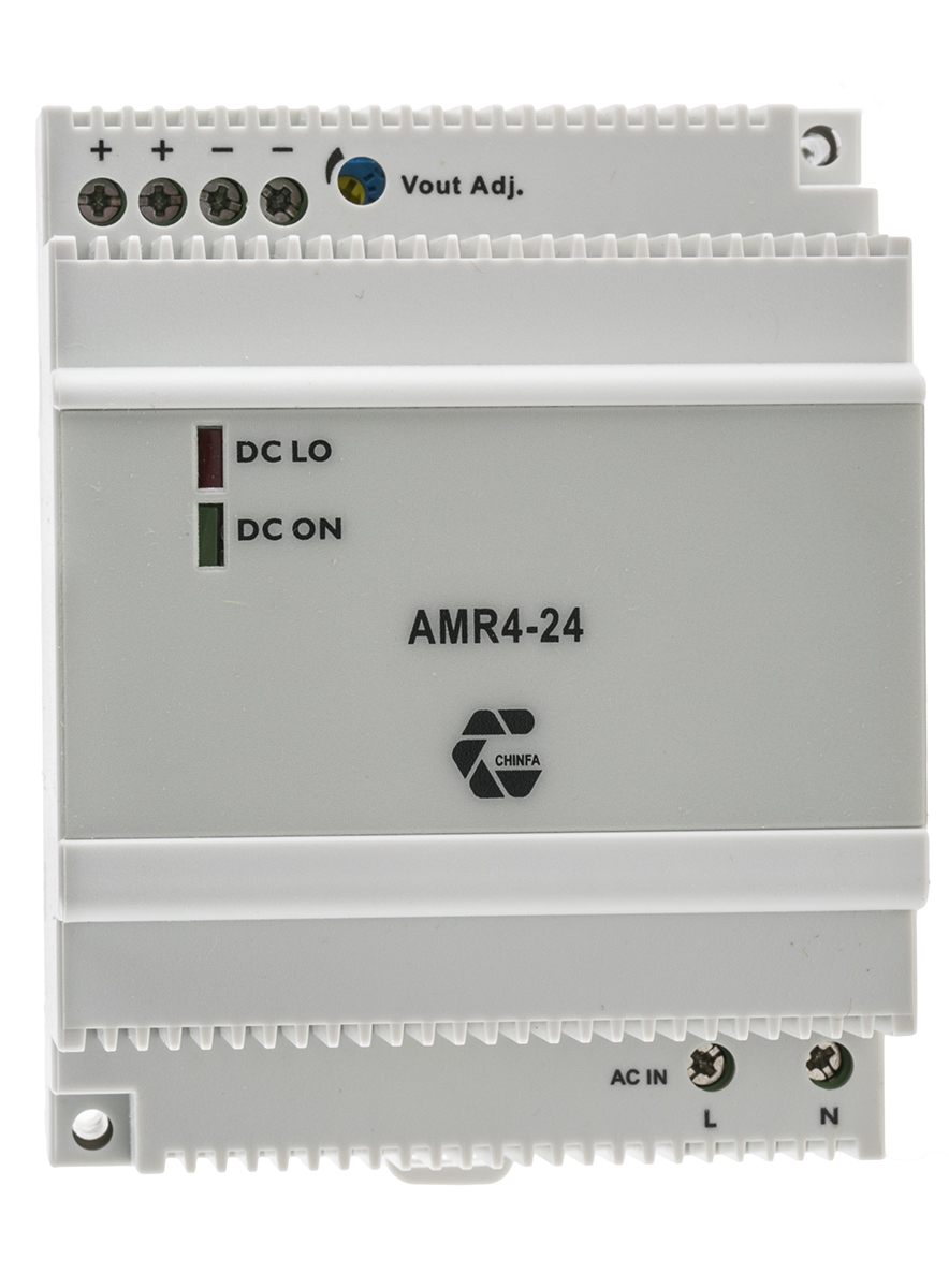 Chinfa AMR4 Switched Mode DIN Rail Power Supply, 90 → 264V ac ac Input, 24V dc dc Output, 2.5A Output, 60W
