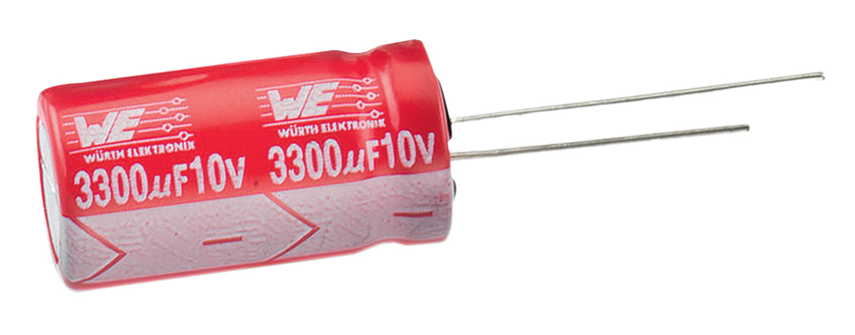 Wurth Elektronik 100μF Aluminium Electrolytic Capacitor 16V dc, Radial, Through Hole - 860160372011