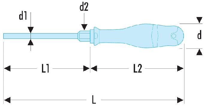 Facom Slotted  Screwdriver, 14 mm Tip, 250 mm Blade, 375 mm Overall