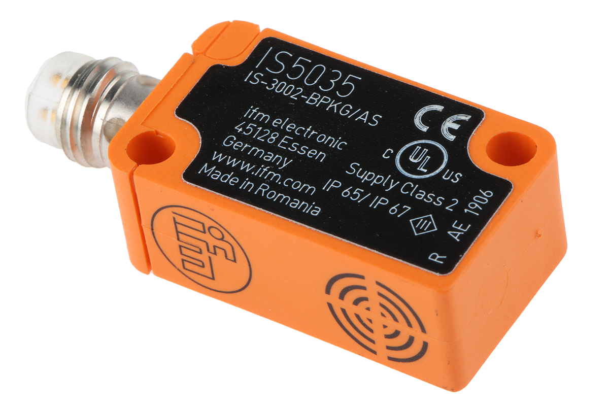 ifm electronic Inductive Block Proximity Sensor, M8, 2 mm Detection, PNP NO, 10 → 36 V dc