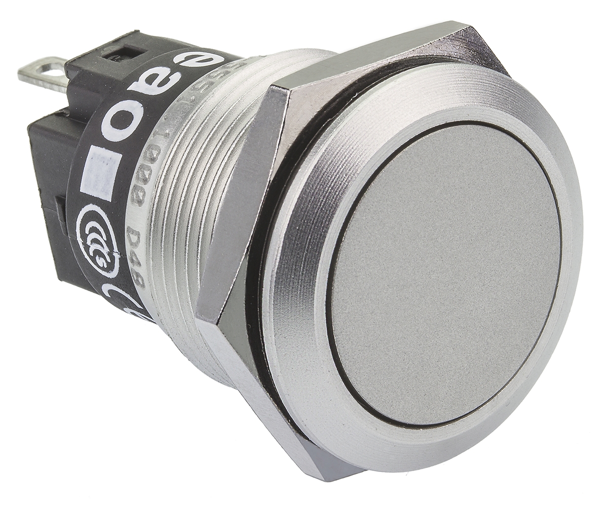 EAO 82 Series Push Button Switch, Momentary, Panel Mount, 19mm Cutout, SPDT, 240V, IP65, IP67
