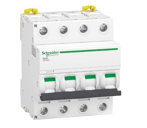 Schneider Electric Acti 9 Acti9 iDT40H MCB, 3+N, 40A Curve C, 400V AC