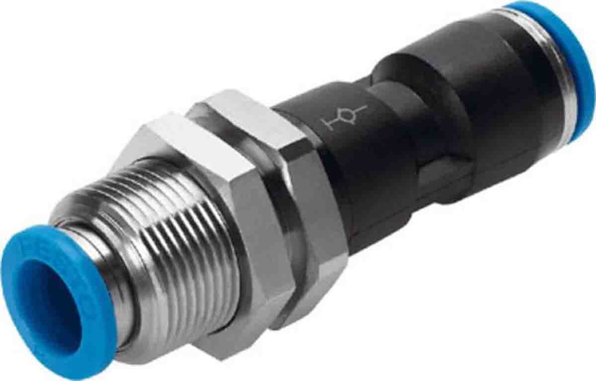 Festo QS Series Bulkhead Tube-to-Tube Adaptor, Push In 6 mm to Push In 6 mm, Tube-to-Tube Connection Style, 130638