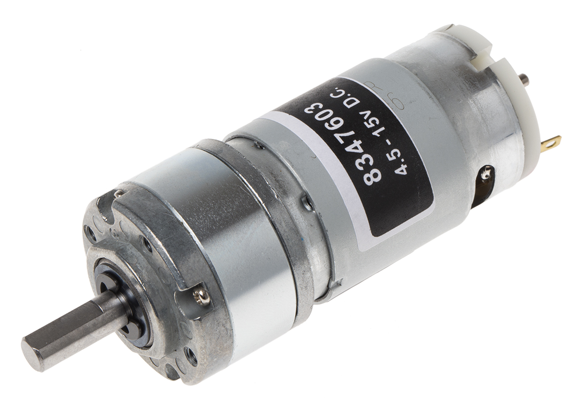RS PRO Brushed Geared DC Geared Motor, 7 W, 12 V dc, 10 Ncm, 822 rpm, 6mm Shaft Diameter