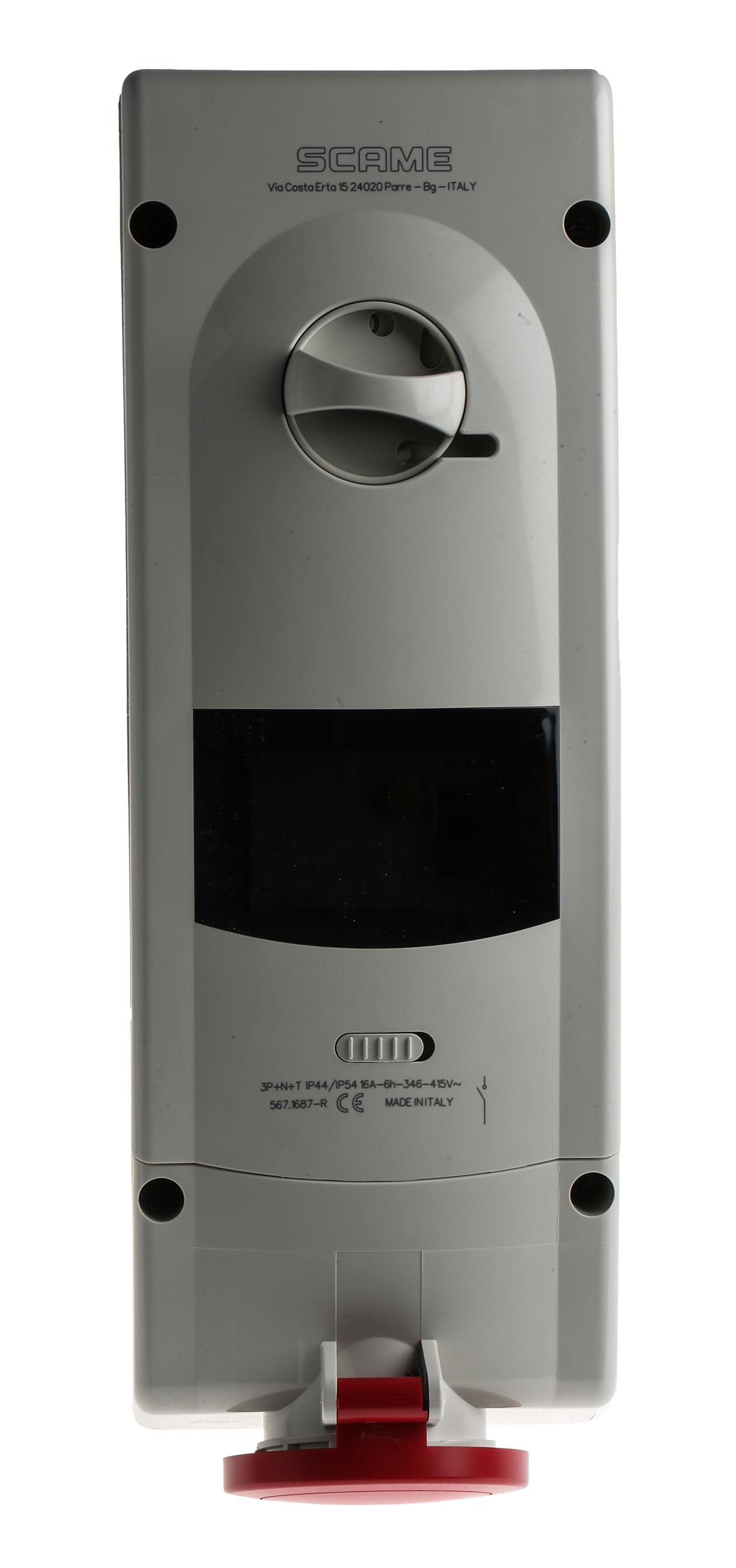 Scame Switchable IP44 Industrial Interlock Socket 3P+N+E, Earthing Position 6h, 16A, 400 V
