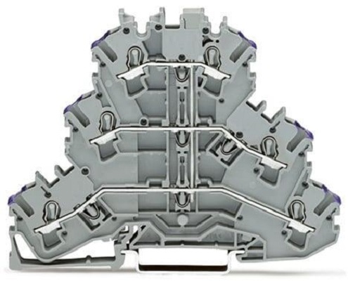 WAGO 2002-3208 TOPJOB S, 2002 Series Grey, 2.5mm², Triple-Level, Push-In Cage Clamp Termination, ATEX, IECEx