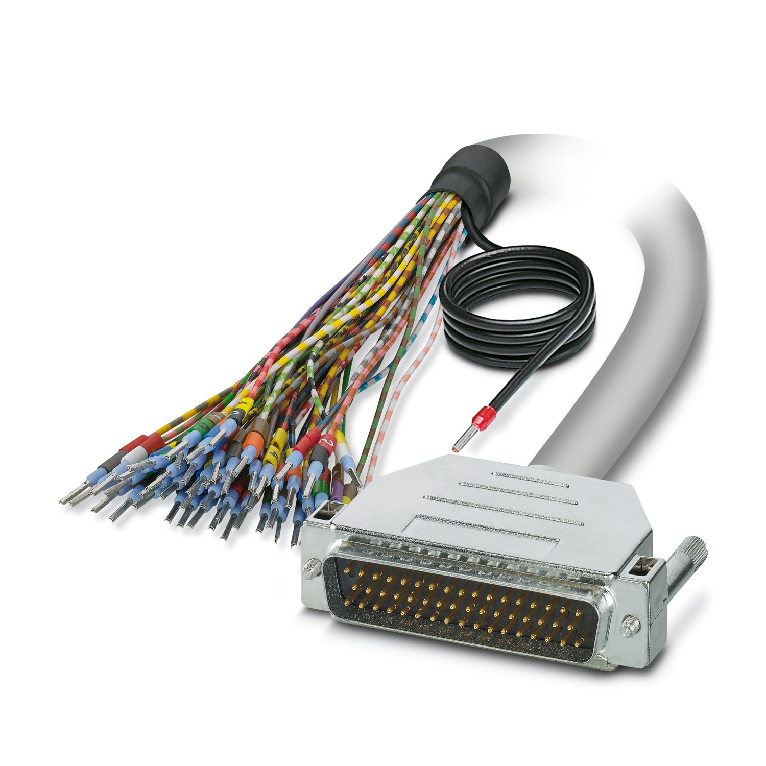 Phoenix Contact Male 50 Pin D-sub Unterminated Cable, 1m PVC, 0M, 25/S/1, CABLE-D-50SUB/M/OE/0 Series
