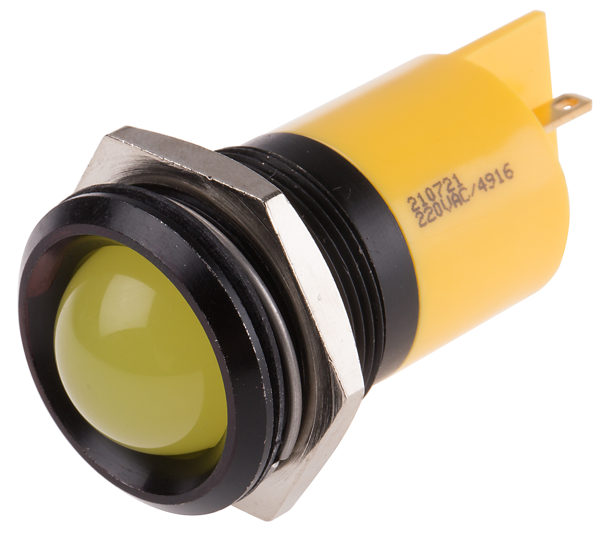 RS PRO Yellow Panel Mount Indicator, 230V ac, 22mm Mounting Hole Size