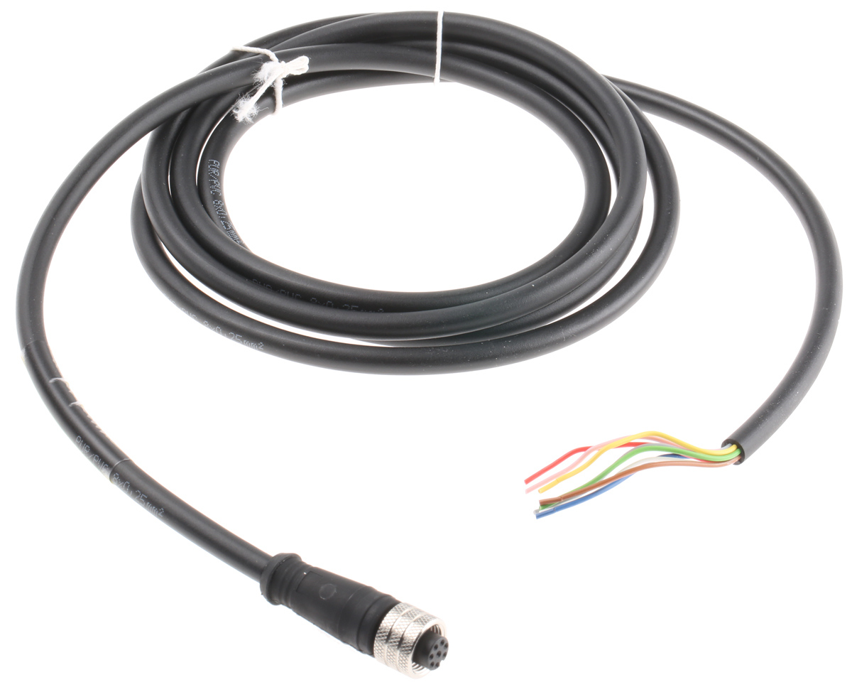 Brad from Molex Female 8 way M12 to 8 way Free End Sensor Actuator Cable, 2 m