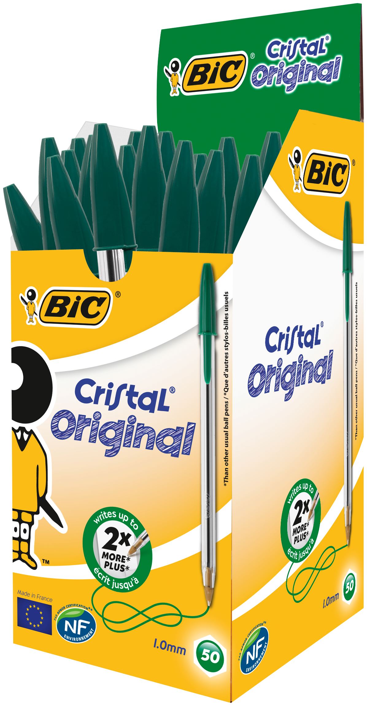BIC Green Ball Point Pen, 0.3 mm Tip Size