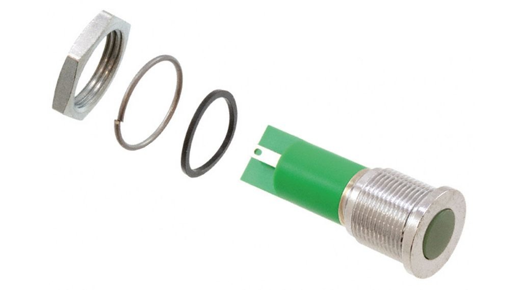 APEM Q16 Series Green Panel Mount Indicator, 24V dc, 16mm Mounting Hole Size, Faston, Solder Lug Termination, IP67