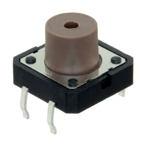 C & K IP40 Black Button Tactile Switch, SPST 50 mA 7 (Dia.)mm Through Hole