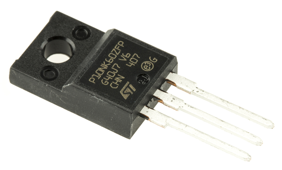 STMicroelectronics Type N-Channel MOSFET, 10 A, 600 V Enhancement, 3-Pin TO-220 STP10NK60ZFP