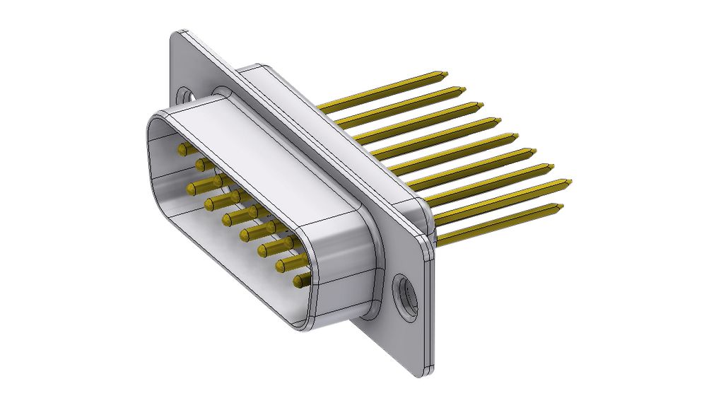 Deltron Connectors DT 15 Way D-sub Connector Plug, with Screw Locks