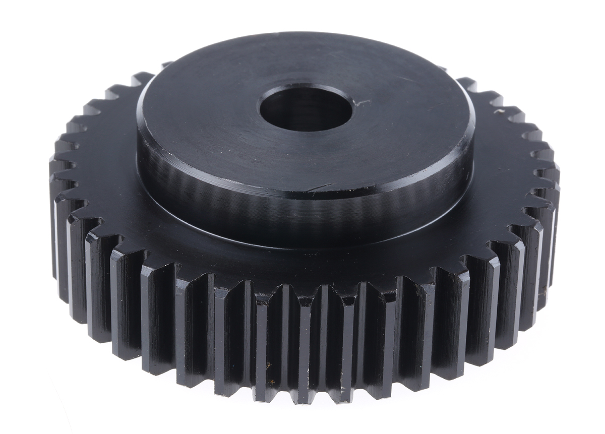 RS PRO Steel 40 Teeth Spur Gear, 2 Module, 15mm Bore Diam, 80mm Pitch Diam, 55mm Hub Diam