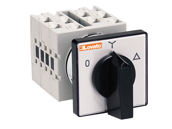 Lovato, 3P 3 Position 60° Motor Reversing Cam Switch, 16A, Short Black Handle Actuator