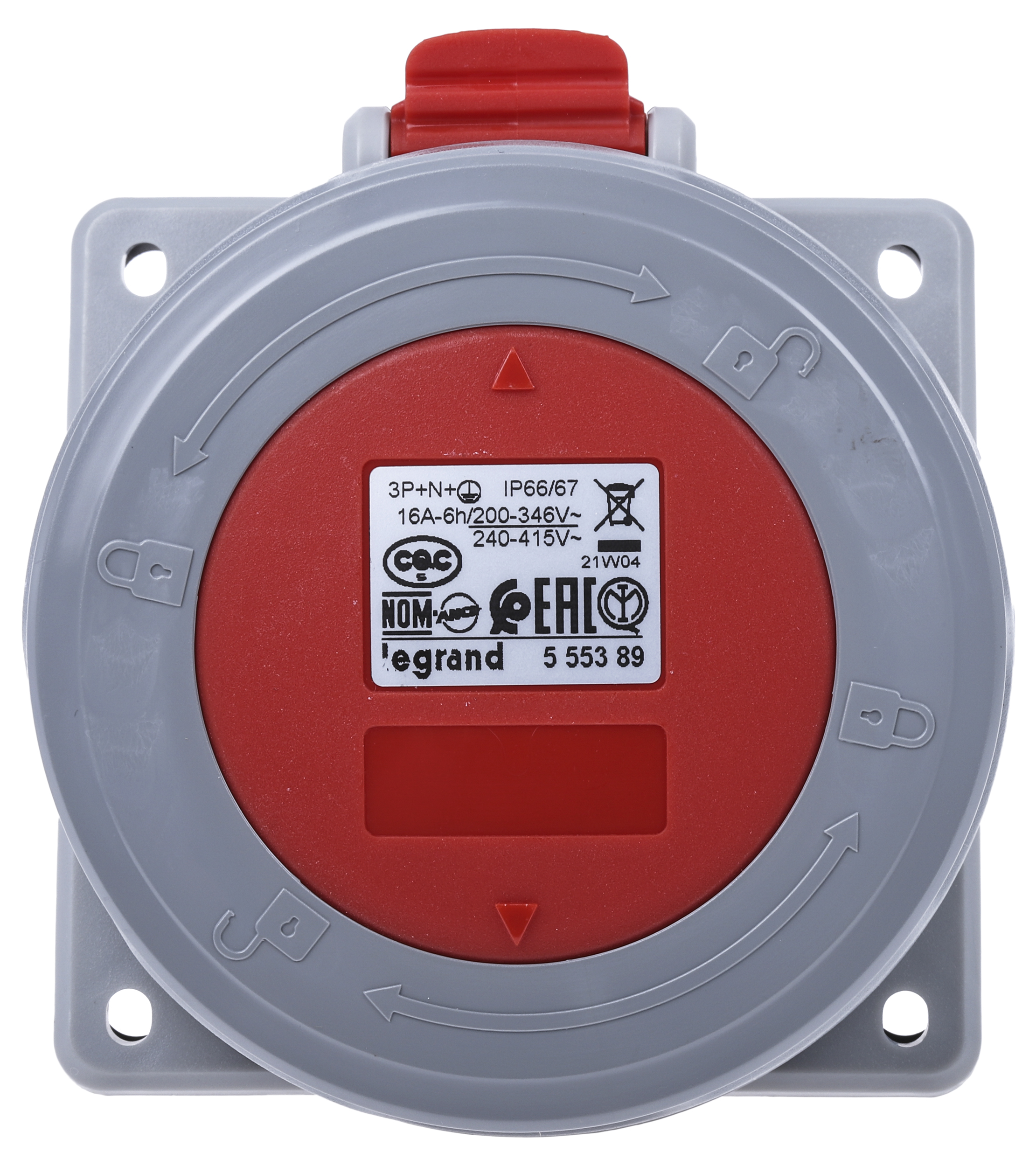 Legrand, P17 Tempra Pro IP66, IP67 Red Panel Mount 3P + N + E Industrial Power Socket, Rated At 16A, 415 V
