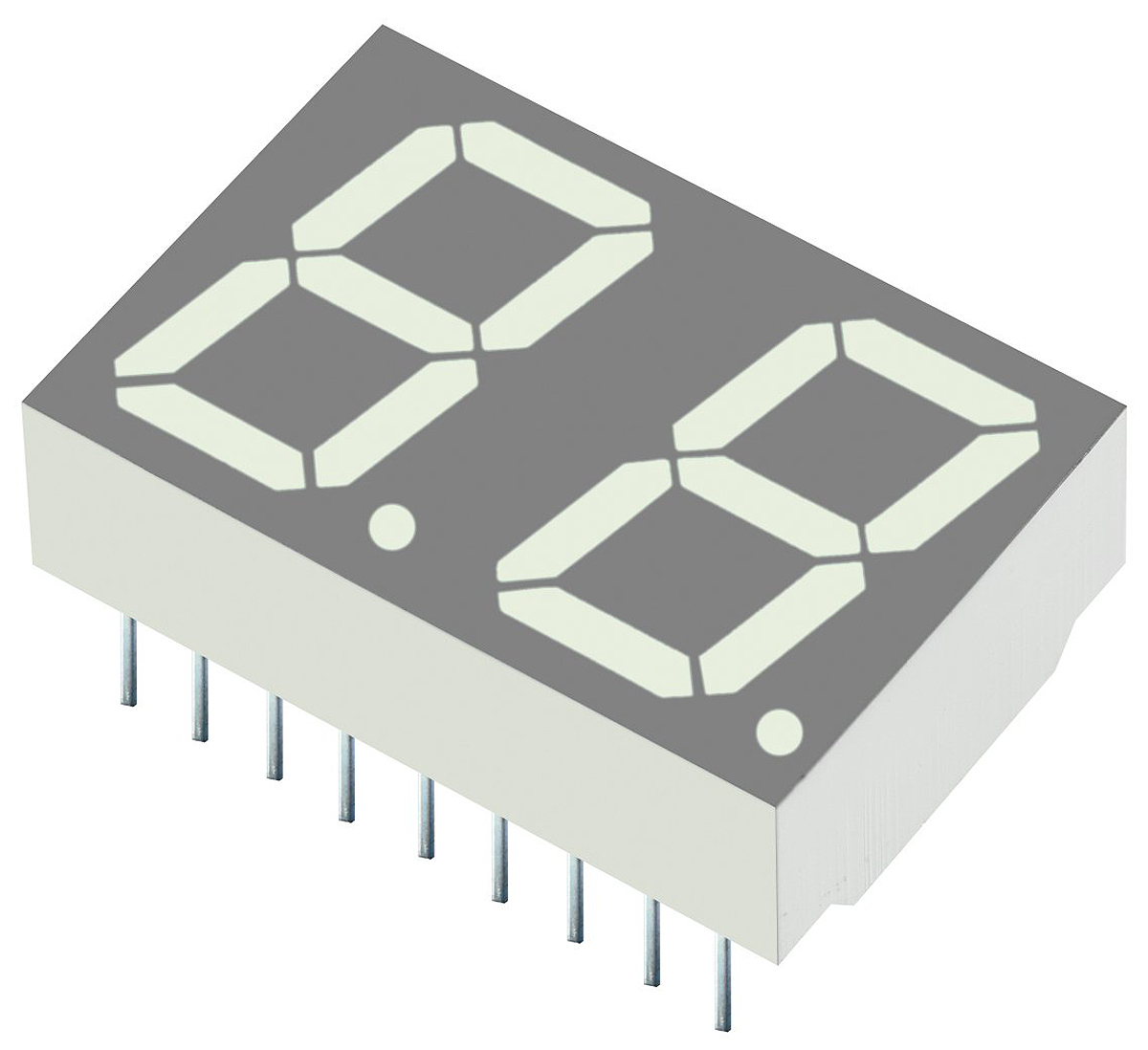 DA56-51SURKWA Kingbright 2 Digit 7-Segment LED Display, CA Red 100 mcd RH DP 14.2mm