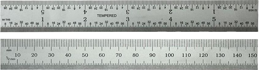 RS PRO 150mm Steel Imperial, Metric Rule