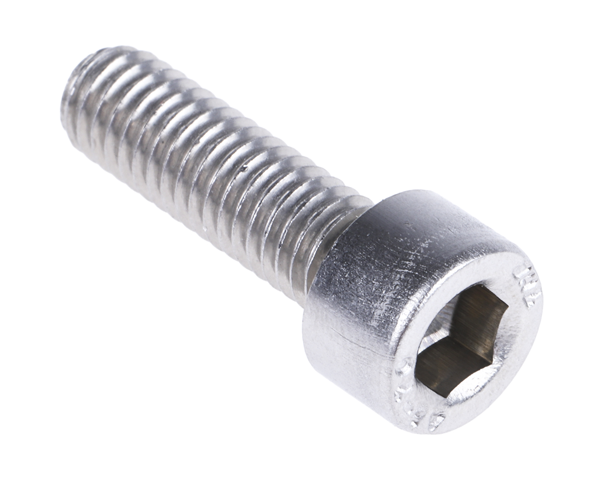 RS PRO Plain Stainless Steel Hex Socket Cap Screw, DIN 912, M6 x 20mm