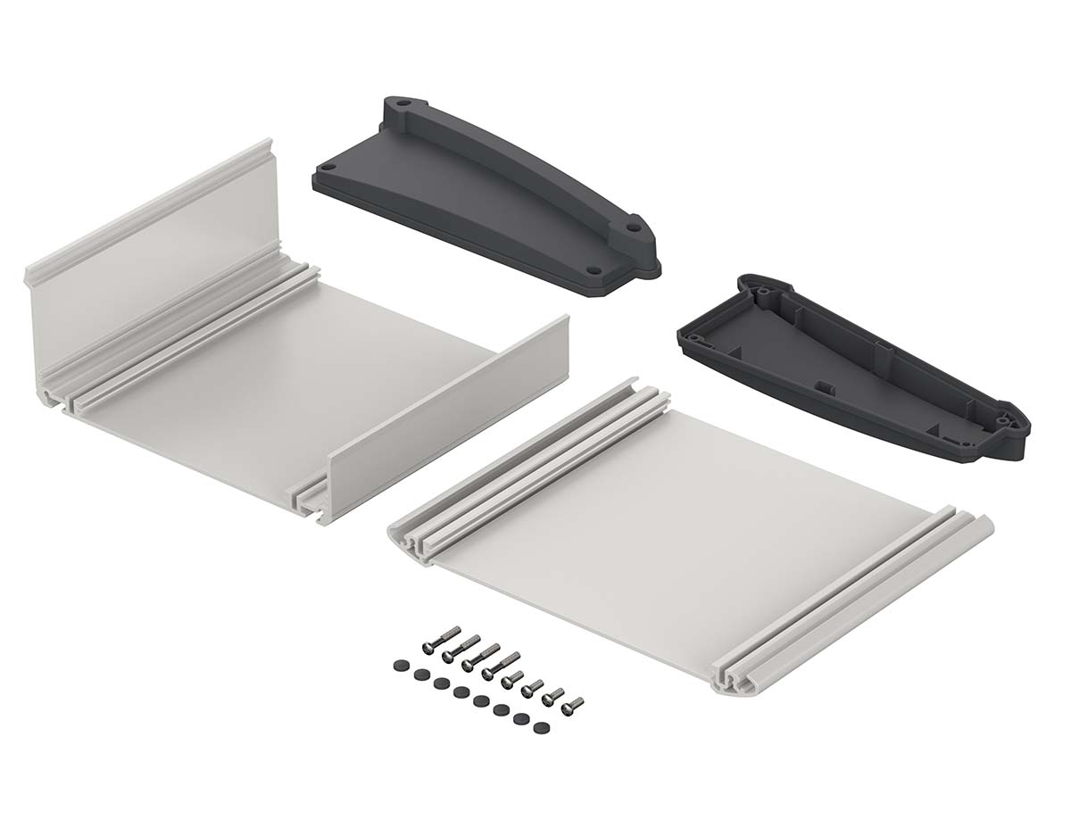 Bopla Alu-Topline Series Grey Aluminium Desktop Enclosure, Sloped Front, 150 x 181.2 x 68.2mm