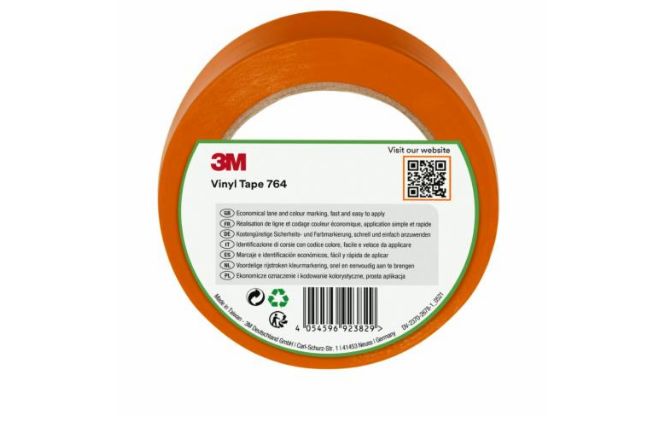 3M 764 Orange PVC 33m Lane Marking Tape, 0.13mm Thickness