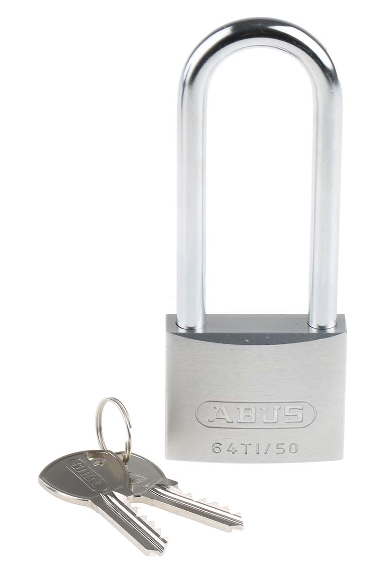 ABUS 64TI Key Weatherproof Titanium Weatherproof Padlock, 8mm Shackle, 50mm Body