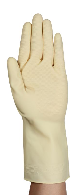 Ansell AlphaTec 87-137 Beige Unlined Latex Work Gloves, Size 8.5, Latex Coating
