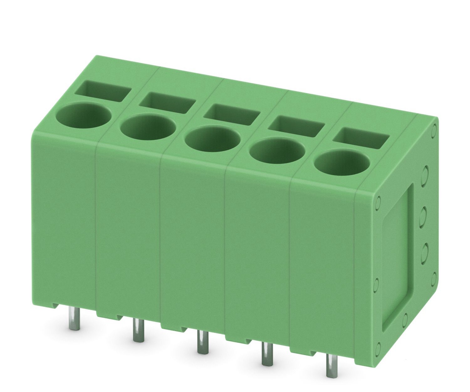 Phoenix Contact SPT 2.5/ 5-V-5.0 Series PCB Terminal Block, 5-Contact, 5mm Pitch, Through Hole Mount, 1-Row, Spring