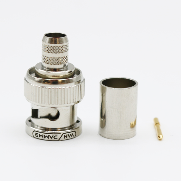 Van Damme Cable Mount BNC Connector, Crimp Termination, Straight Body