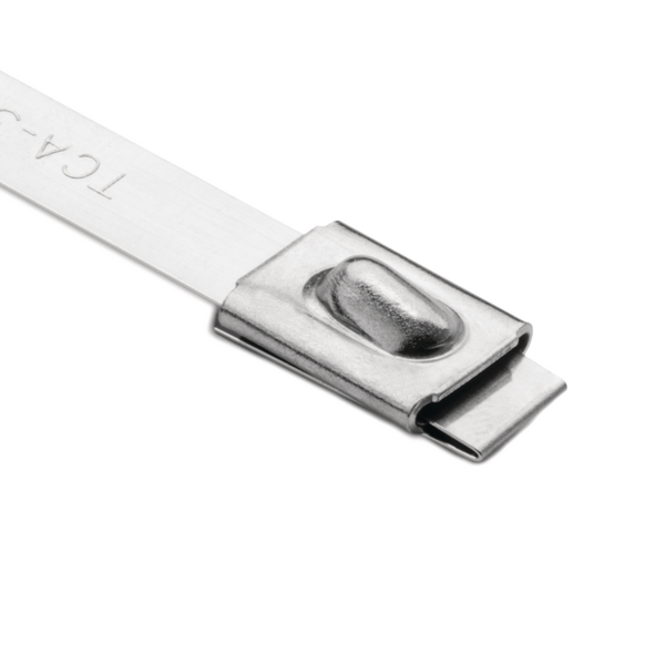 HellermannTyton Cable Tie, Roller Ball, 838mm x 7.9 mm, Metallic 316 Stainless Steel, Pk-50