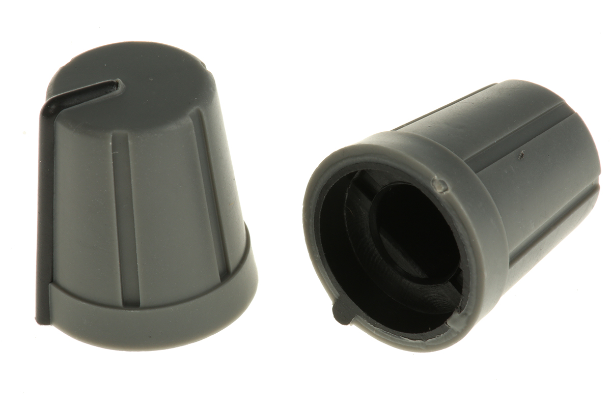 RS PRO 13mm Grey Potentiometer Knob for 6.4mm Shaft D Shaped